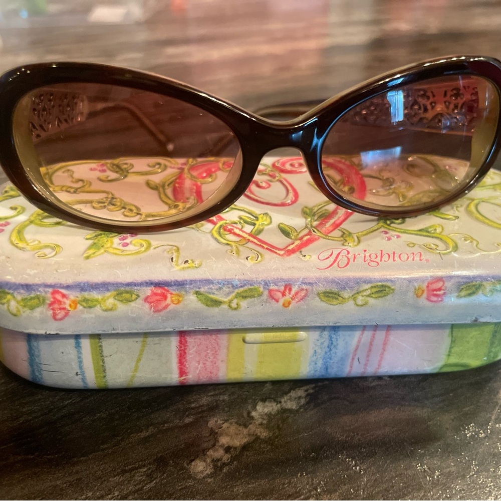 Brighton tortoise Symphony Sunglasses with Floral Tin Case